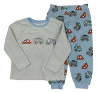 Šedo-modré fleecové pyžamo s auty Primark