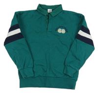 Tmavozelená polo mikina s proužky Little kids