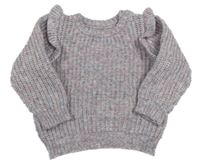 Fialovo-růžový melírovaný svetr s volánky Nutmeg