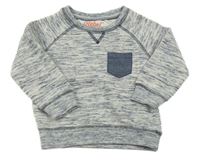 Tmavomodro-bílá melírovaná mikina s kapsou Rebel