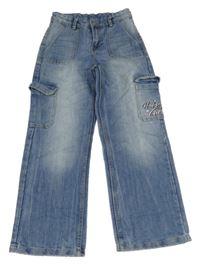 Modré wide leg cargo rifle Young Idols