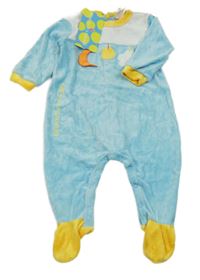 Nové - Světlemodro-bílý sametový overal s měsícem 