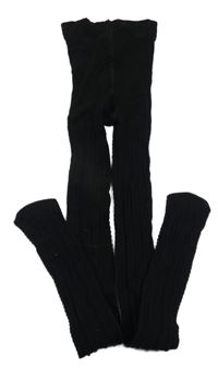 Černé vzorované punčocháče 