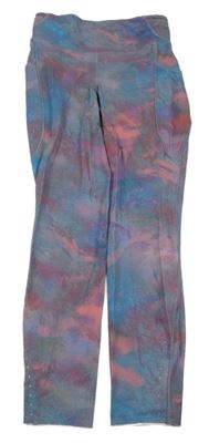Modro-růžové vzorované sportovní legíny 