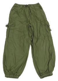 Khaki plátěné podšité cuff kalhoty Next