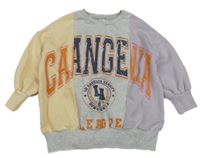 Levandulovo-šedo-smetanová oversize mikina s nápisem Next