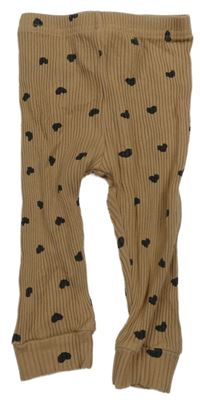 Béžové žebrované tepláky Shein