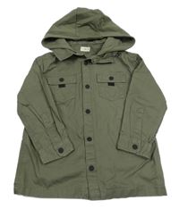 Khaki riflová košilová bunda s teplákovou kapucí F&F