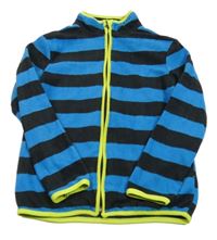 Azurovo-antracitová pruhovaná fleecová propínací mikina s rolákem Y.F.K.