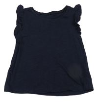 Tmavomodrý top s volánky H&M