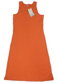 Nové - Oranžové žebrované dlouhé šaty Tu