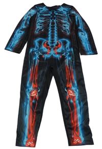 Kostým - Černo-modro-červený overal - kostlivec F&F