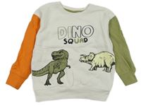 Bílo-khaki-oranžová mikina s dinosaury Little kids