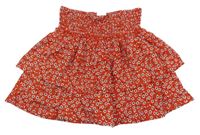 Červená květovaná vrstvená sukně se všitými kraťasy Zara