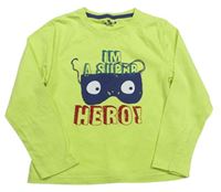 Limetkové triko s nápisy - Super Hero Kuniboo