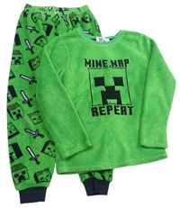 Zeleno-černé chlupaté pyžamo s Minecraft zn. PRIMARK