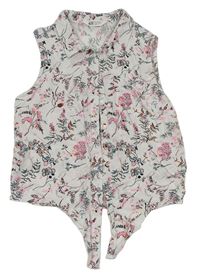 Smetanová letní crop halenka s větvičkami H&M
