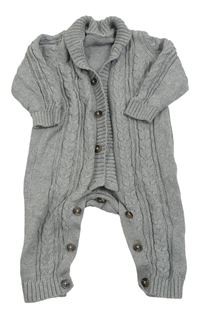Šedý melírovaný vzorovaný svetrový overal Mothercare