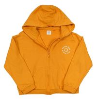 Oranžová propínací oversize crop mikina s nápisy a sluníčkem a kapucí John Lewis
