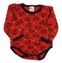 Červeno-černé body s Minnie a srdíčky Disney