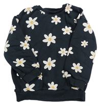 Tmavomodrá květovaná oversize mikina F&F