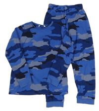 Modré army fleecové pyžamo M&S