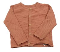 Skořicový žebrovaný propínací svetr Nutmeg