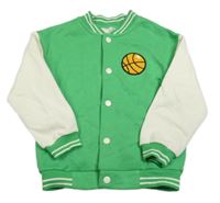 Zeleno-smetanová baseballová mikina s míčem a pruhy H&M