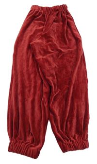 Tmavočervené plyšové kalhoty 