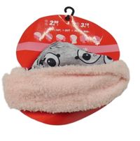 Nové - světlešedý melírovaný multifunkční nákrčník s pandami a světlerůžovou kožešinovu 