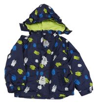 Tmavomodrá šusťáková jarní bunda s příšerkami a odepínací kapucí POCOPIANO