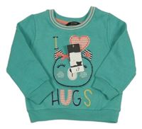 Nové - jadeitová teplá mikina s medvídkem a nápisem George