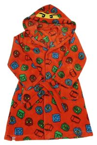 Červený plyšový župan s lego NINJAGO a kapucí NUTMEG