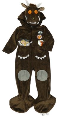 Kostým - Tmavohnědá plyšová kombinéza s kapucí - Gruffalo Tu