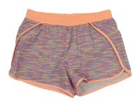 Barevno-neonově korálové melírované šusťákové sportovní kraťasy Xesion