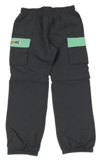 Tmavošedé kostkované cargo cuff šusťákové kalhoty s odepínacími nohavicemi Kiki&Koko