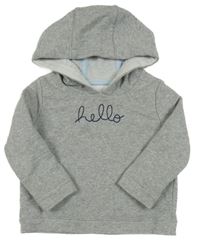 Šedá melírovaná mikina s nápisem a kapucí the little white company