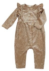 Pudrový žebrovaný sametový overal s volánky H&M