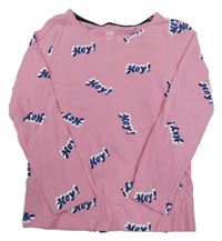 Růžové triko s nápisy H&M