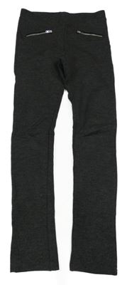 Tmavošedé melírované tregínové kalhoty se zipy H&M