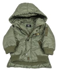 Khaki prošívaná šusťáková zimní bunda s kapucí GF RERRÉ