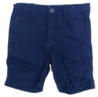 Tmavomodré plátěné chino kraťasy H&M