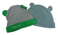 2x bavlněná čepice - šedá fotbalová - Celtic + khaki