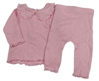 2set - Růžové perforované triko s límečkem + legíny Matalan