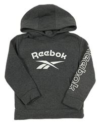 Tmavošedá melírovaná mikina s logem a kapucí Reebok