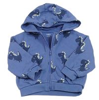 Modrá propínací mikina s dinosaury a kapucí M&S