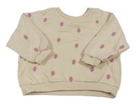 Pudrová oversize mikina s jahodami zn. Zara