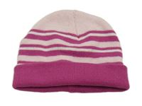 Růžovo-fuchsiovo-bílá pruhovaná čepice