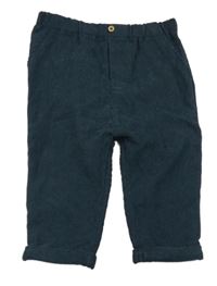 Tmavomodré žebrované kalhoty Tu