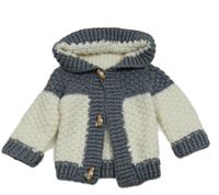 Bílo-šedý pruhovaný svetr s kapucí